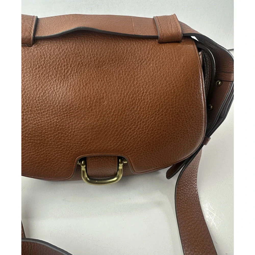 J. Crew Rider Brown Pebbled Leather Crossbody Bag Saddle Western Style Purse - Picture 4 of 16